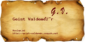 Geist Valdemár névjegykártya